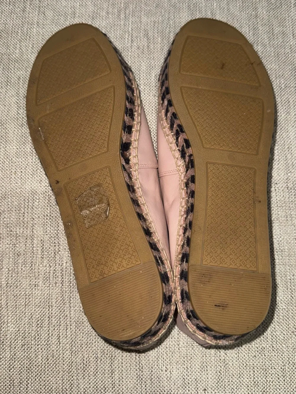 Tory Burch Blush Pink and Black Leather Espadrille Flats